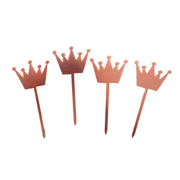 Crown Rose Gold Cupcake Toppers (4pk)