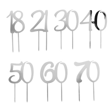Jumbo Number Cake Toppers (Silver)
