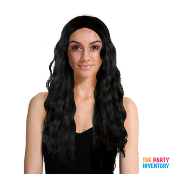 Long Wavy Middle Part Wig (Black)