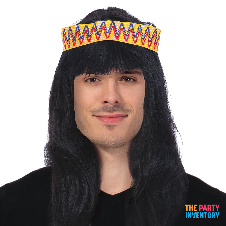 Mens Native American Headband Wig