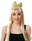 Long Blonde Wig with Bow