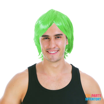 Mens Middle Part Wig (Green)