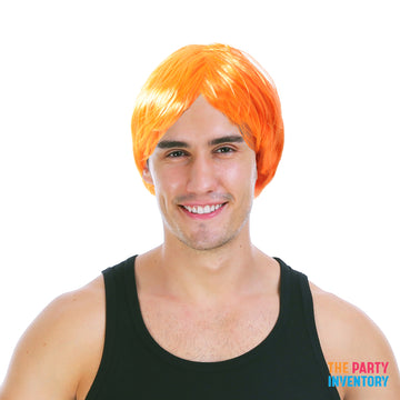 Mens Middle Part Wig (Orange)