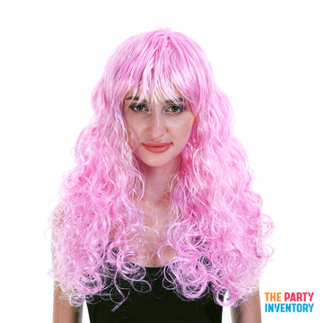 Curly Wig with Fringe (Pink)