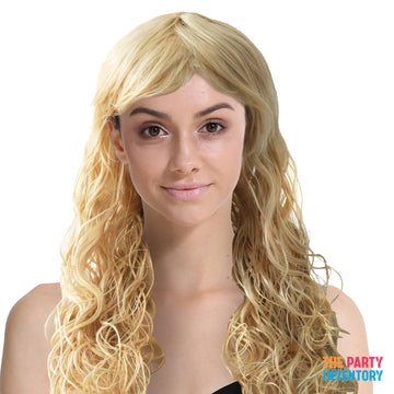 Wet Look Curly Wig (Blonde)