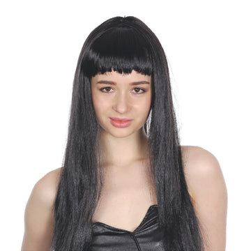 Black Long Wig with fringe