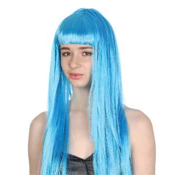 Light Blue Long Wig with fringe