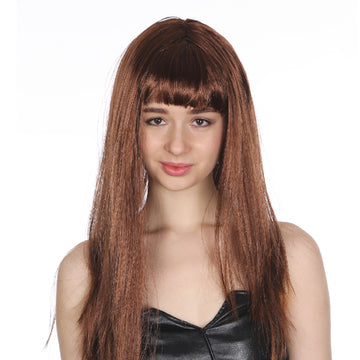 Dark Brown Long Wig with fringe