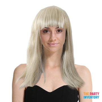 Long Blonde Lob Wig with Fringe
