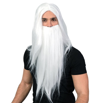 White Wizard Wig & Beard Set