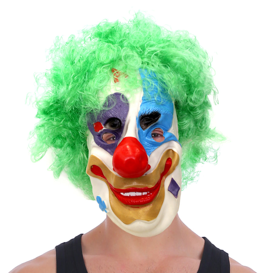 Clown Mask with Wig (Green)