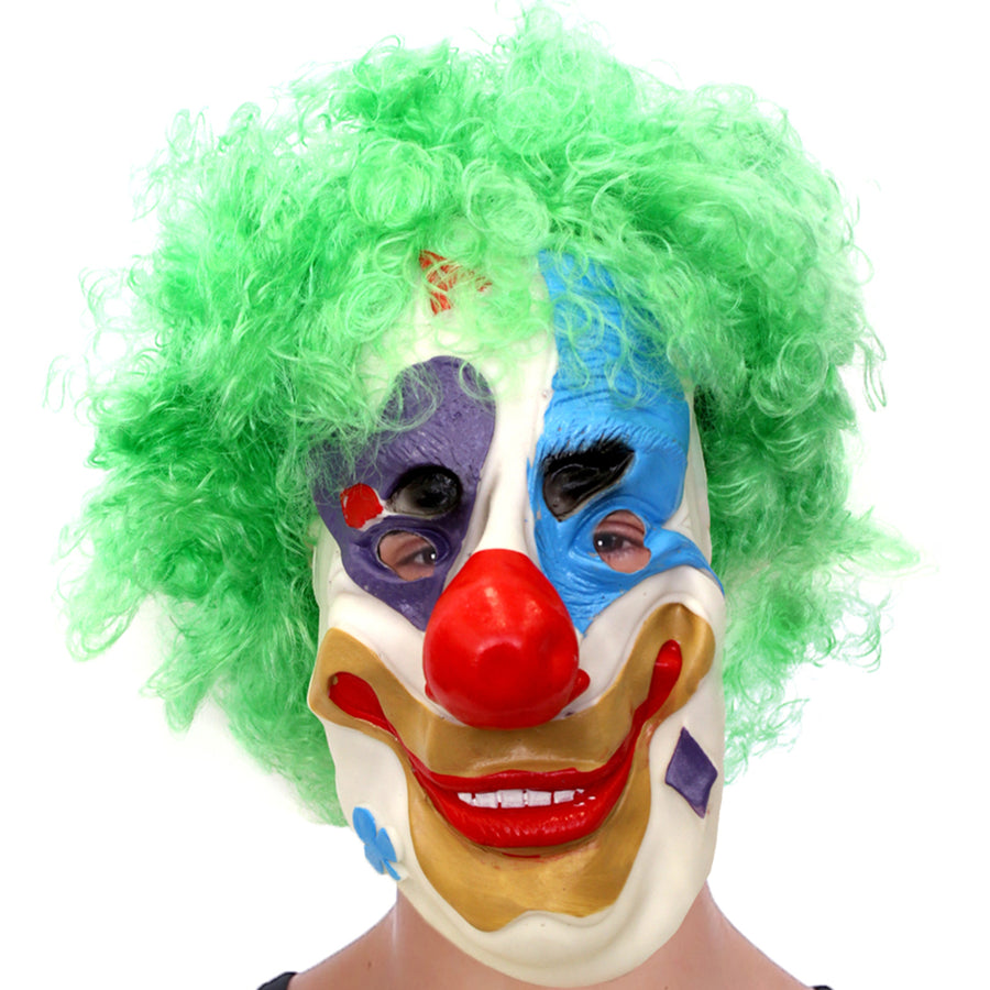 Clown Mask with Wig (Green)