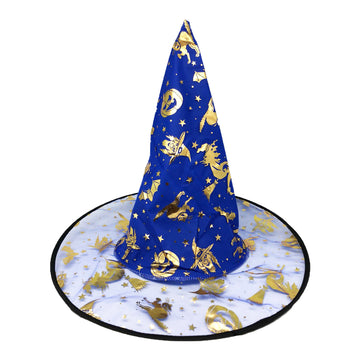 Blue Witch Hat with Gold Foil