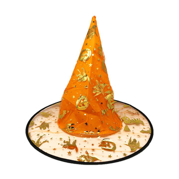 Orange Witch Hat with Gold Foil