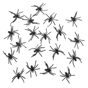Plastic Spiders Black (20pcs)