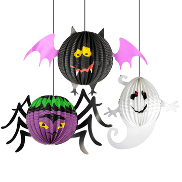 3D Halloween Decorations (3pk) Bat Spider Ghost