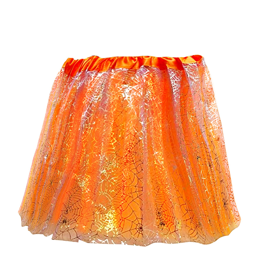 Child Halloween Spiderweb Tutu (Orange/Gold)