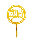 Merry Christmas Cake Topper (Gold Circle)