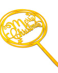 Merry Christmas Cake Topper (Gold Circle)