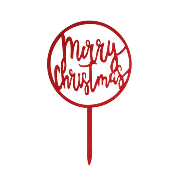 Merry Christmas Cake Topper (Red Circle)