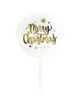Merry Christmas Cake Topper (Transparent with Gold Text)