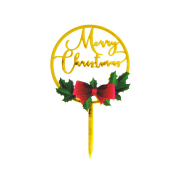 Merry Christmas Cake Topper (Gold Wreath)