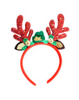 Glitter Reindeer Headband with Mini Beanie