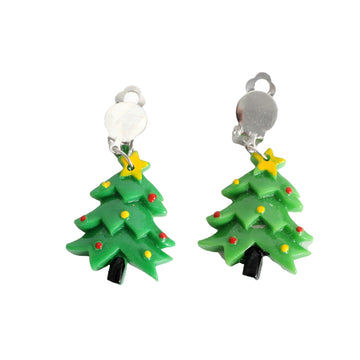 Christmas Tree Clip On Earrings