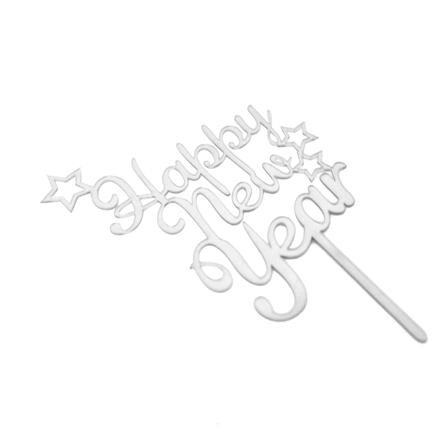 Happy New Year Cake Topper (Silver)