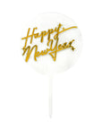 Happy New Year Cake Topper (Transparent & Gold))