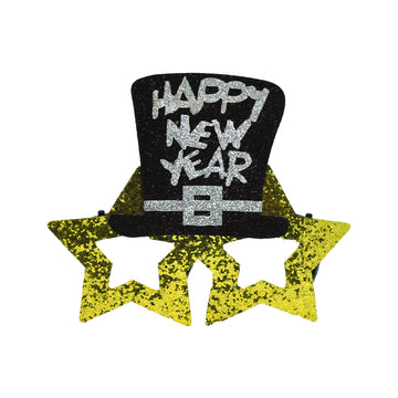 Happy New Year Glitter Top Hat Glasses