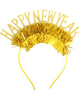 Happy New Year Glitter Tinsel Headband (Gold)