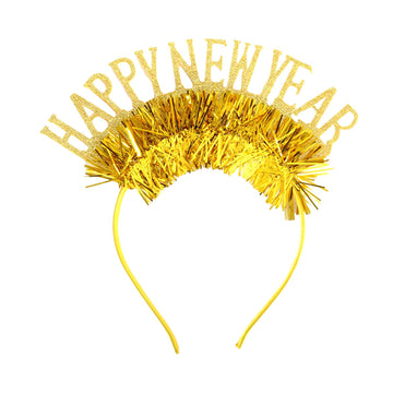 Happy New Year Glitter Tinsel Headband (Gold)