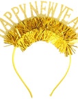 Happy New Year Glitter Tinsel Headband (Gold)