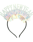 Happy New Year Glitter Tinsel Headband (Silver)
