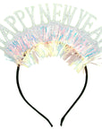 Happy New Year Glitter Tinsel Headband (Silver)