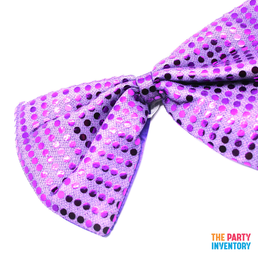 Jumbo Sequin Bow Tie (Purple)