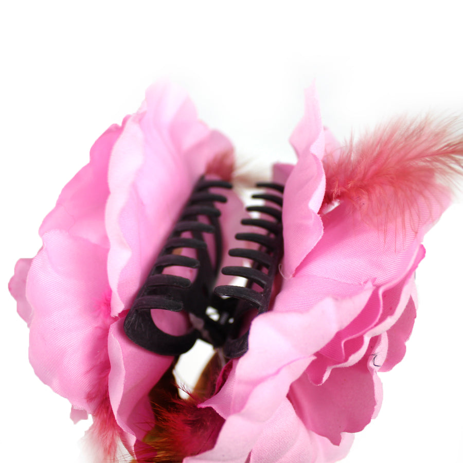 Large Pink Hair Flower Claw Clip