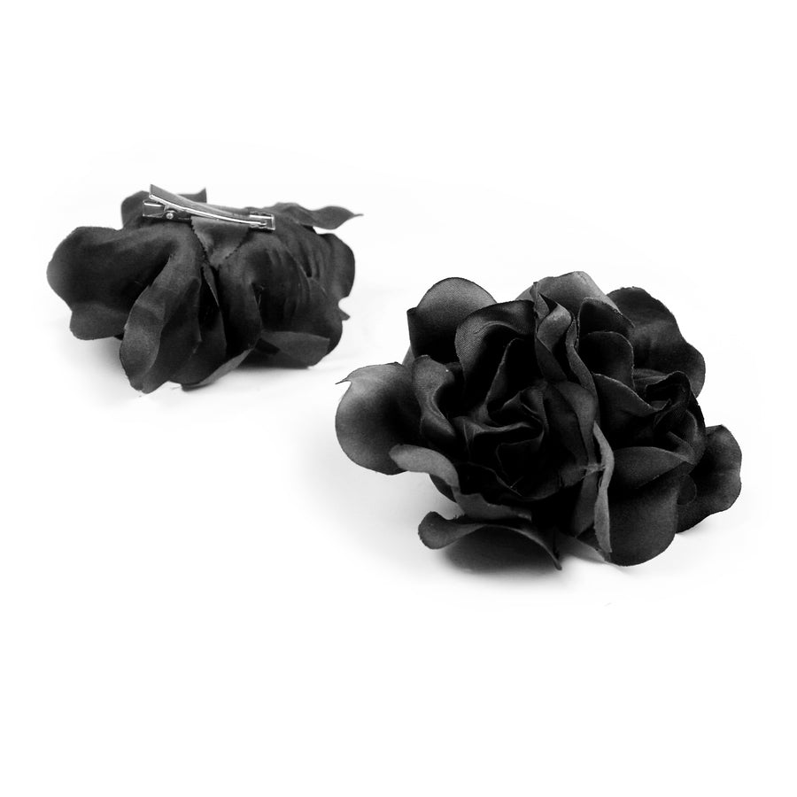 Black Double Flower Hair Clip