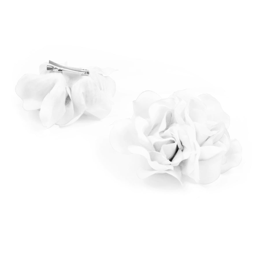 White Double Flower Hair Clip