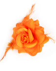 Orange Net Rose Hair Clip with Feathers