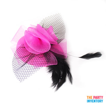 Pink Fascinator Hair Clip with Netting