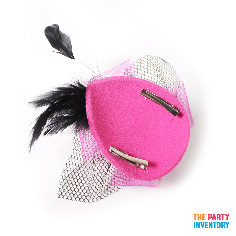 Pink Fascinator Hair Clip with Netting