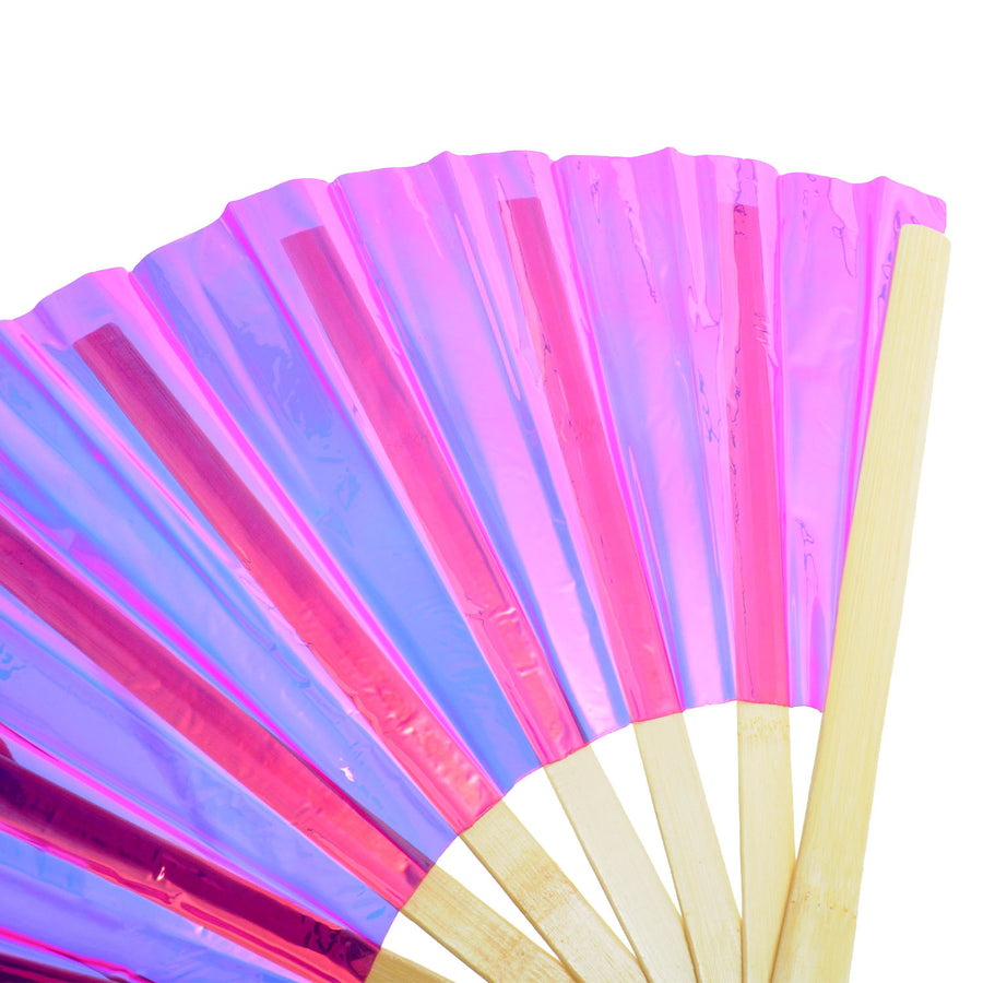 Giant Iridescent Hand Held Fan (Pink)