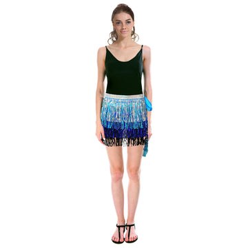 Sequin Fringe Skirt (Blue/Silver)