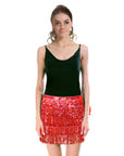 Sequin Fringe Skirt (Red)