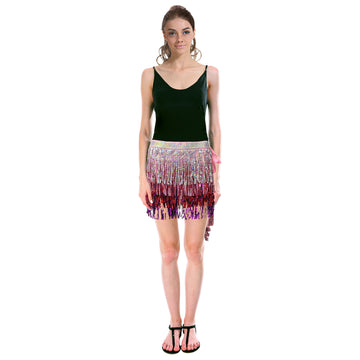 Sequin Fringe Skirt (Pink/Silver)