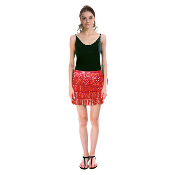 Sequin Fringe Skirt (Red)