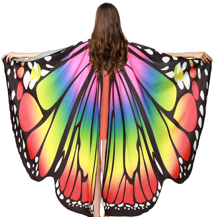 Adult Deluxe Rainbow Butterfly Wings Cape