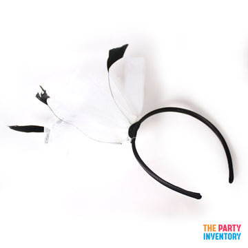 White Fascinator Headband with Feathers
